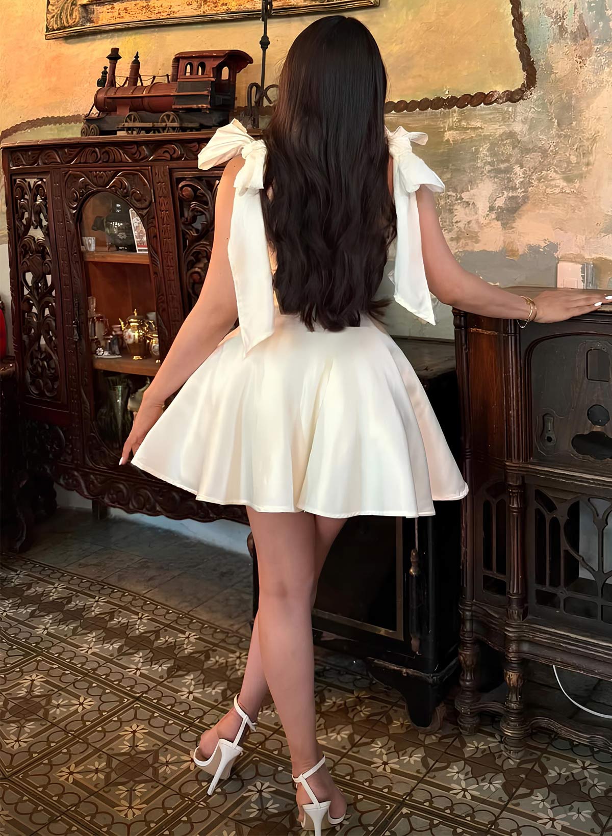 Sweetheart Bow(s) Regular Straps A-Line Short/Mini Satin Homecoming Dresses
