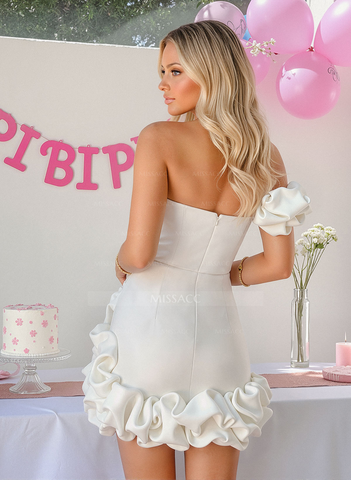 Sheath/Column One-Shoulder Short/Mini Elastic Satin Homecoming Dresses With Flower(s)