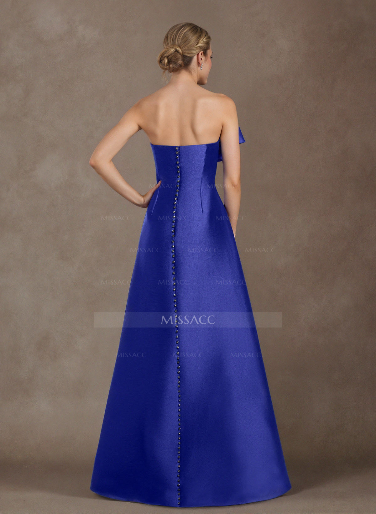 Elegant A-Line Strapless Floor-Length Twill Satin Mother Of The Bride Dresses With Flower(s)