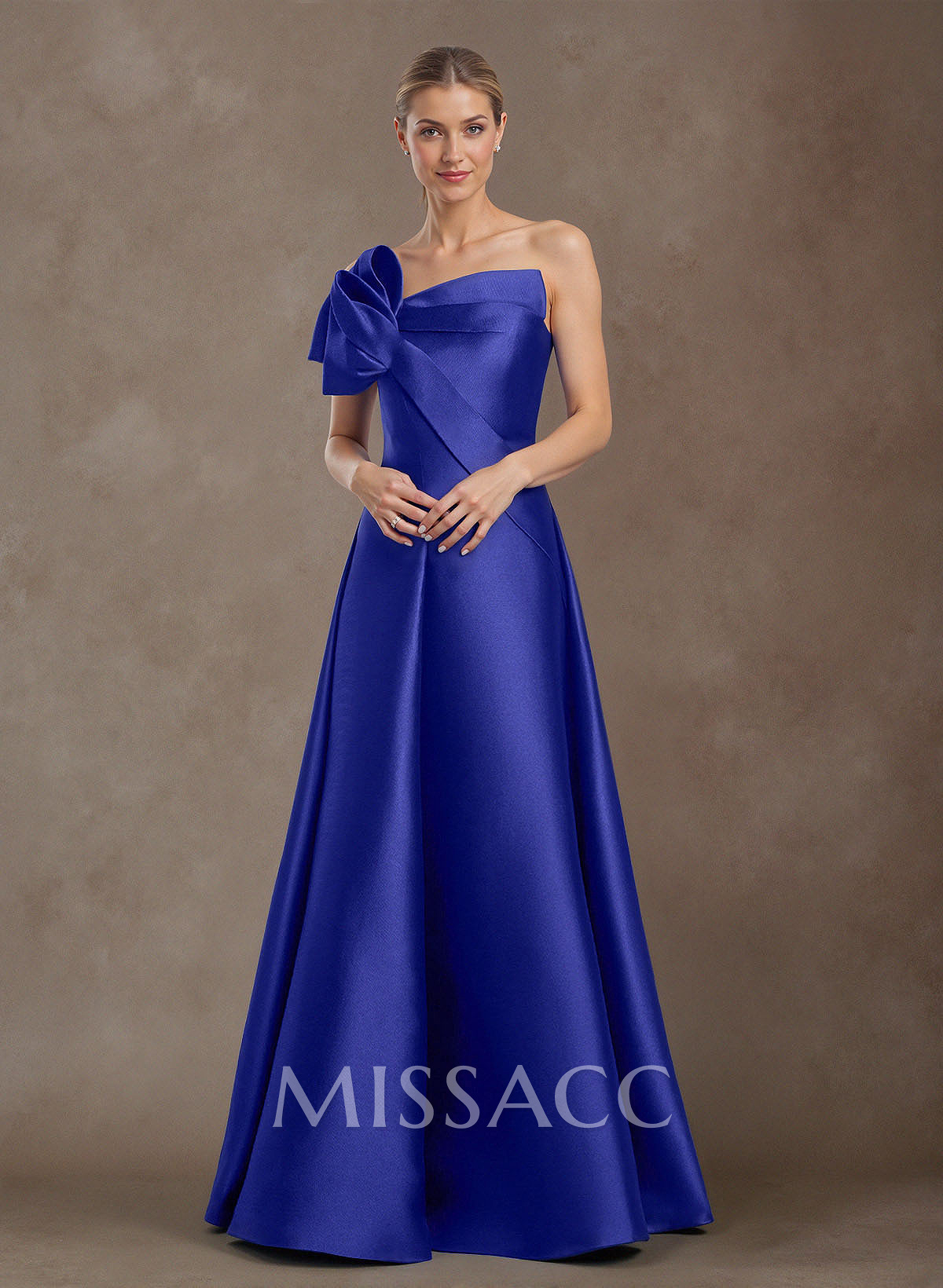 Elegant A-Line Strapless Floor-Length Twill Satin Mother Of The Bride Dresses With Flower(s)