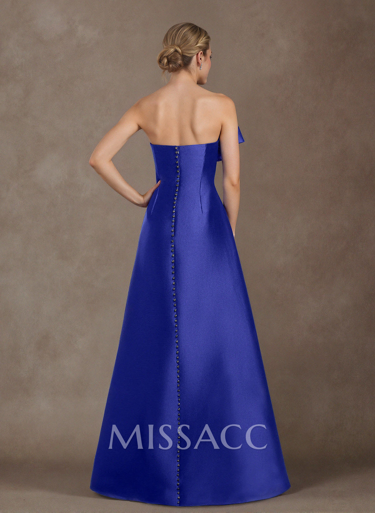 Elegant A-Line Strapless Floor-Length Twill Satin Mother Of The Bride Dresses With Flower(s)