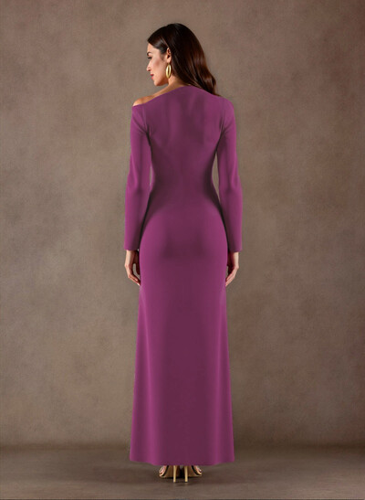 Elegant Asymmetrical Long Sleeves Floor-Length Elastic Satin Mother Of The Bride Dresses