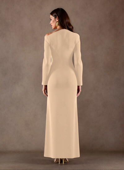 Elegant Asymmetrical Long Sleeves Floor-Length Elastic Satin Mother Of The Bride Dresses