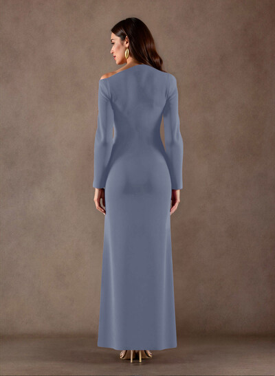 Elegant Asymmetrical Long Sleeves Floor-Length Elastic Satin Mother Of The Bride Dresses