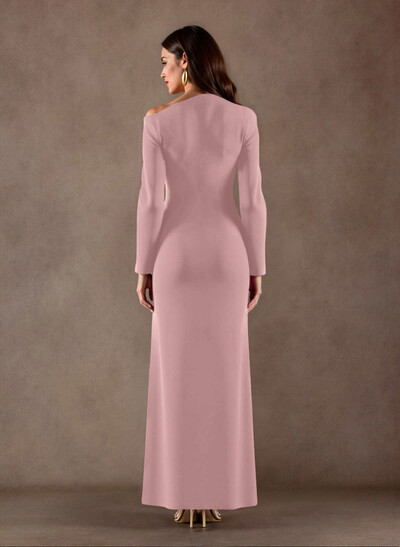 Elegant Asymmetrical Long Sleeves Floor-Length Elastic Satin Mother Of The Bride Dresses