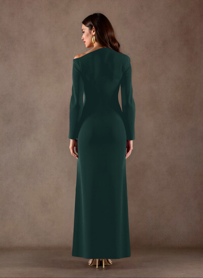 Elegant Asymmetrical Long Sleeves Floor-Length Elastic Satin Mother Of The Bride Dresses