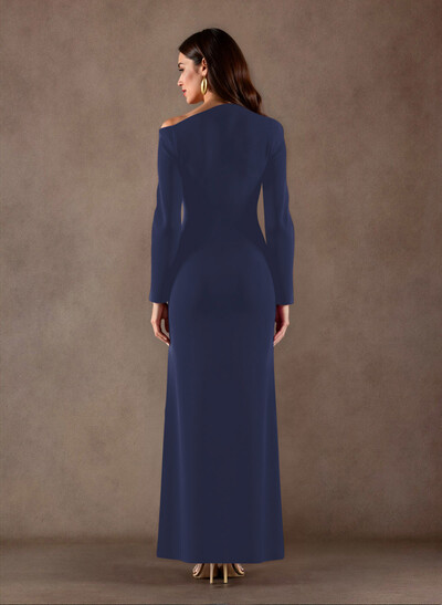Elegant Asymmetrical Long Sleeves Floor-Length Elastic Satin Mother Of The Bride Dresses