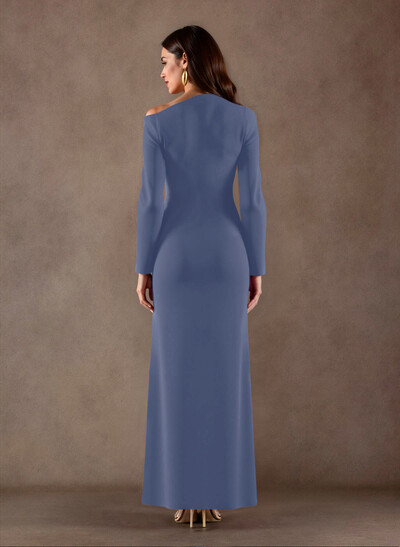 Elegant Asymmetrical Long Sleeves Floor-Length Elastic Satin Mother Of The Bride Dresses