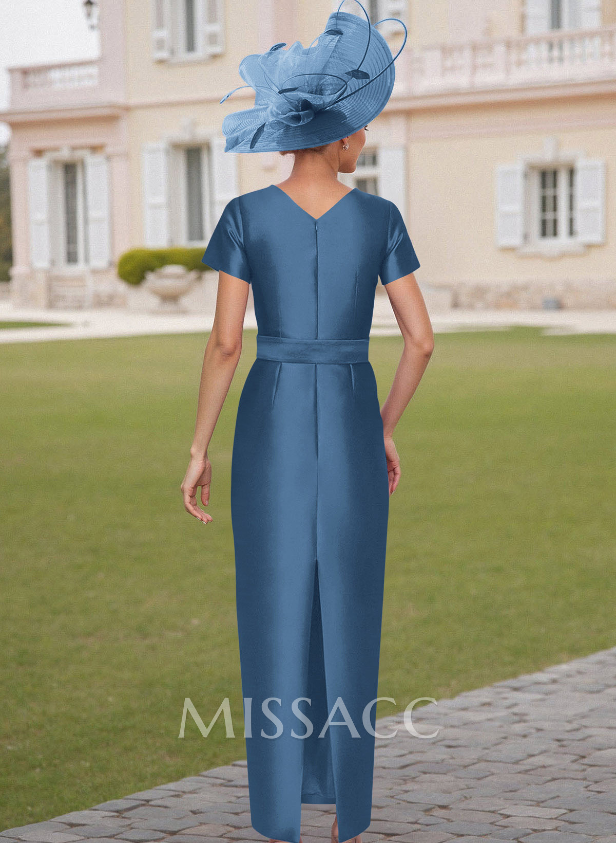 Elegant Scoop Neck Short Sleeves Floor-Length Satin Mother Of The Bride Dresses With Bow(s) Elegant Scoop Neck Short Sleeves Floor-Length Satin Mother Of The Bride Dresses With Bow(s)