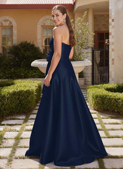 Flower(s) Sweetheart A-Line Split Front Sweep Train Matte Satin Mother Of The Bride Dresses