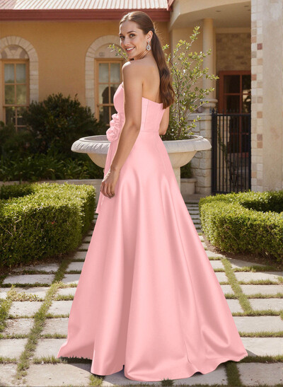 Flower(s) Sweetheart A-Line Split Front Sweep Train Matte Satin Mother Of The Bride Dresses