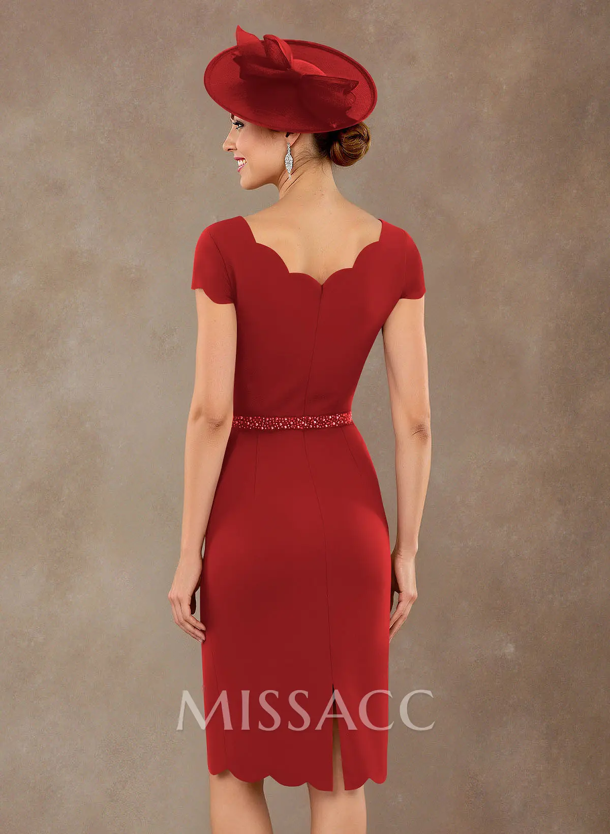 knee length red cocktail dress Jovani 04763 Red Knee Length Lace Short Dress