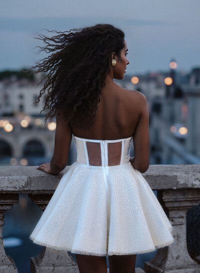 Sparkle & Shine Sweetheart Illusion Corset A-Line Short/Mini Tulle Homecoming Dresses