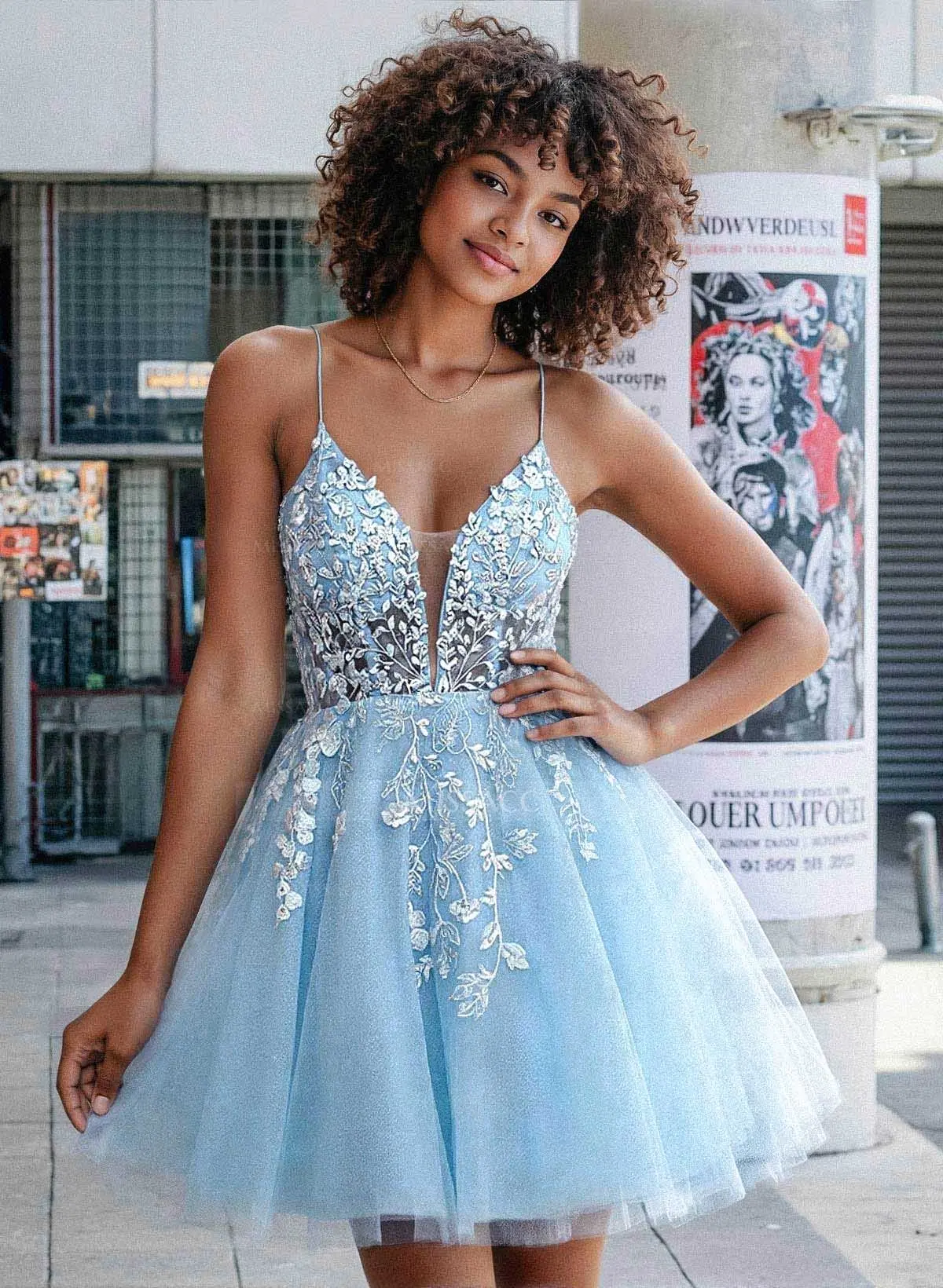 Flower(s) Lace Sweetheart Criss Cross Back A-Line Short/Mini Tulle
