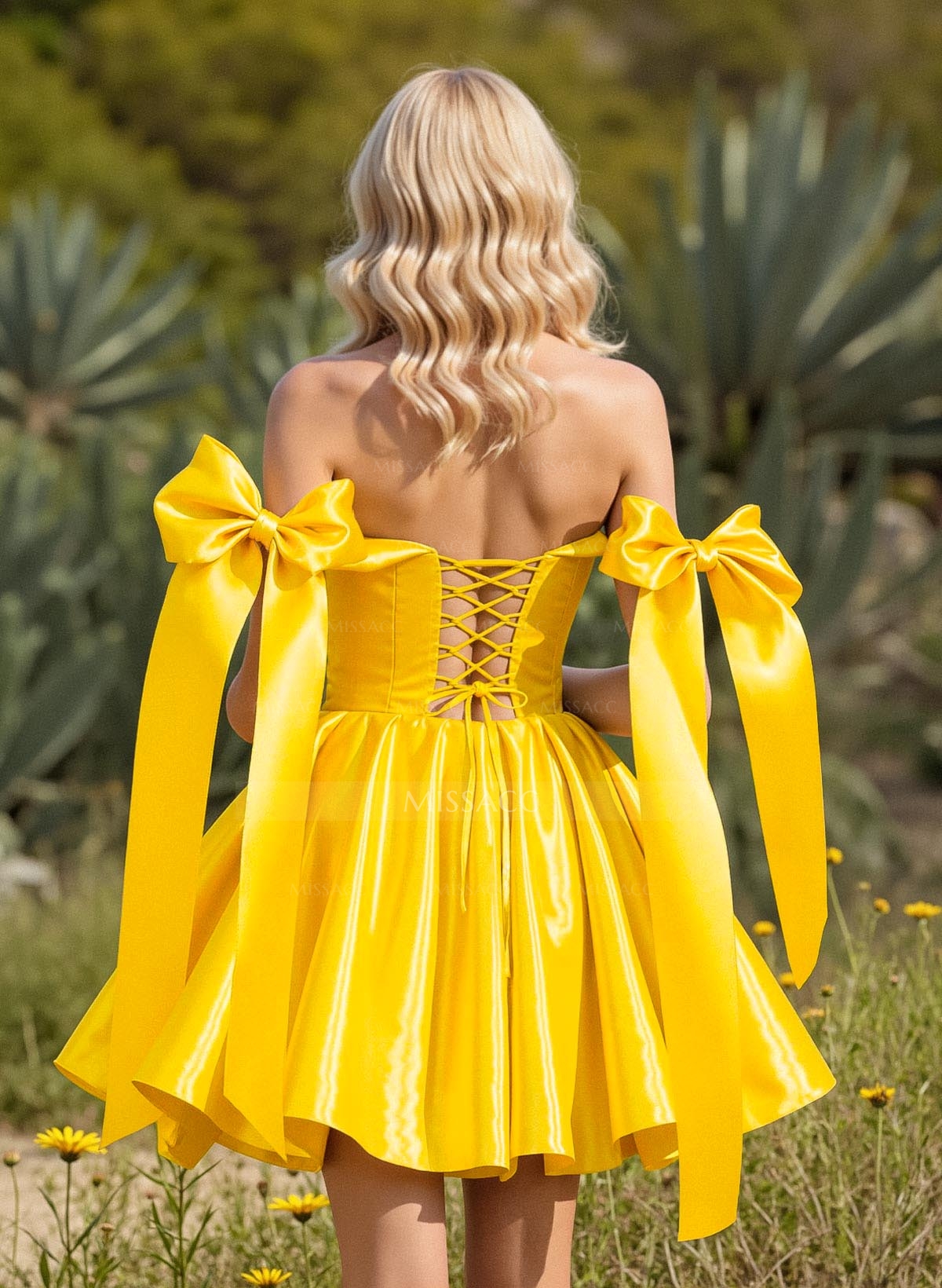 A-Line Off-The-Shoulder Short/Mini Liquid Satin Homecoming Dresses With Bow(s)