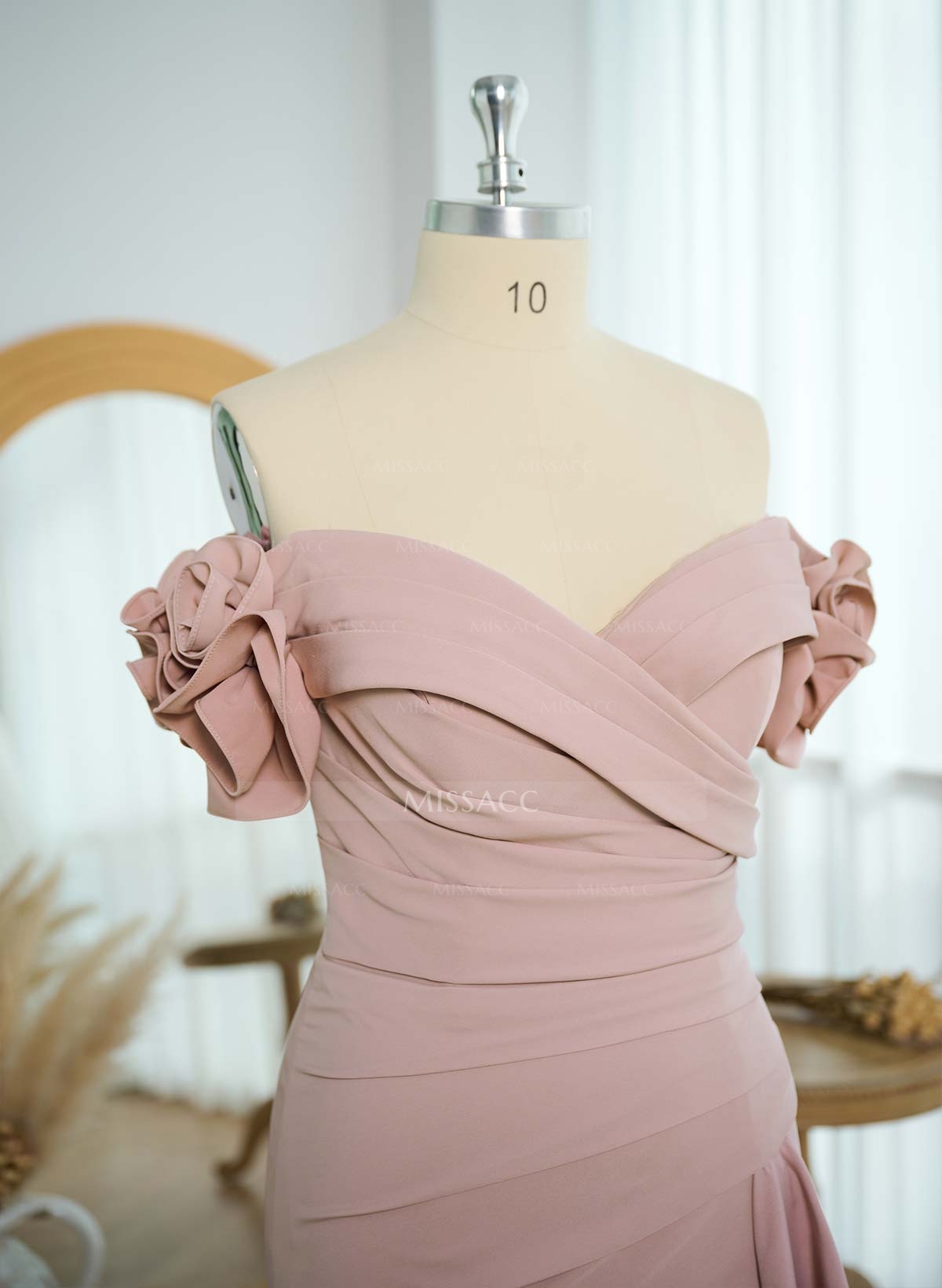 Trumpet/Mermaid Off-The-Shoulder Sweep Train Elastic Satin Mother Of The Bride Dresses With Flower(s)/High Split