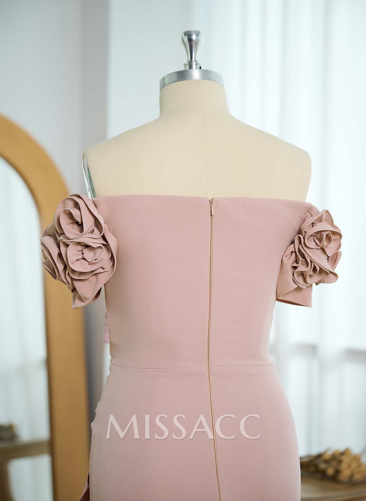 Trumpet/Mermaid Off-The-Shoulder Sweep Train Elastic Satin Mother Of The Bride Dresses With Flower(s)/High Split