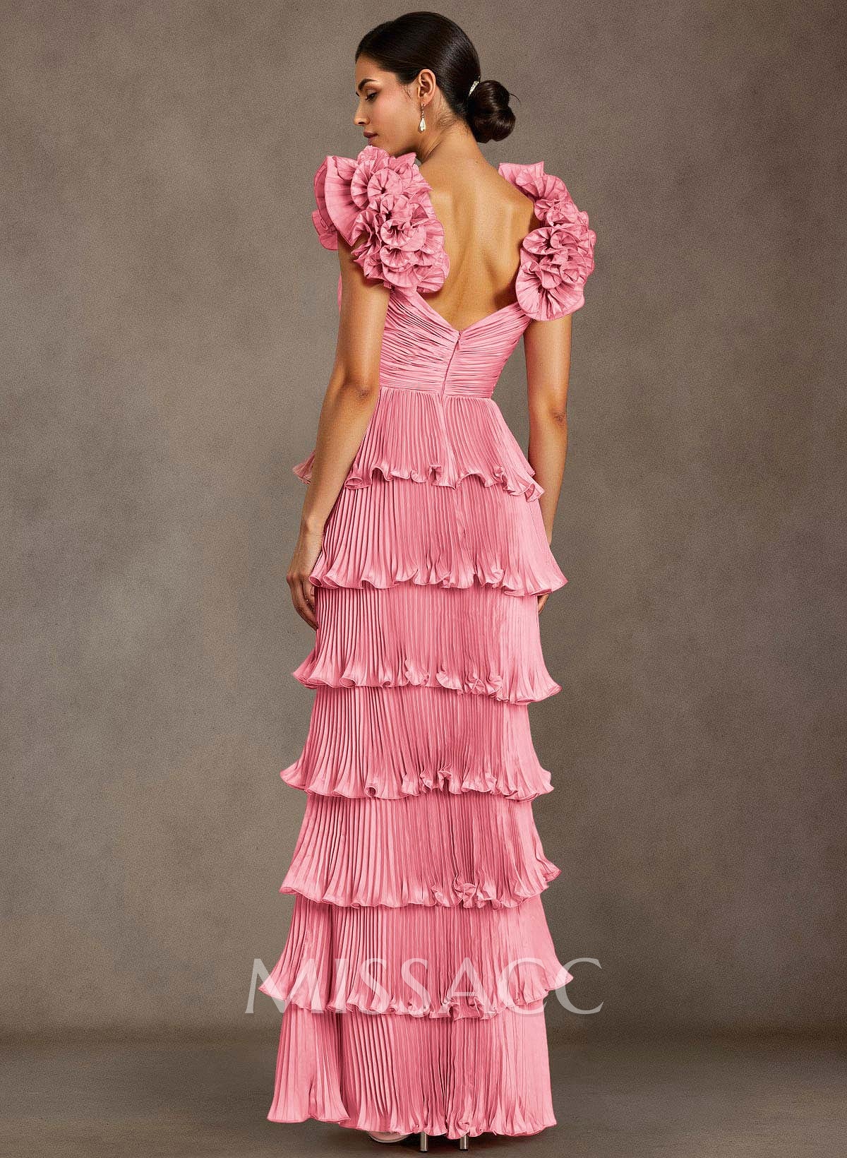 Luxury Sheath/Column V-Neck Floor-Length Silk Like Satin Mother Of The Bride Dresses With Cascading Ruffles/Flower(s) Luxury Sheath/Column V-Neck Floor-Length Silk Like Satin Mother Of The Bride Dresses With Cascading Ruffles/Flower(s)