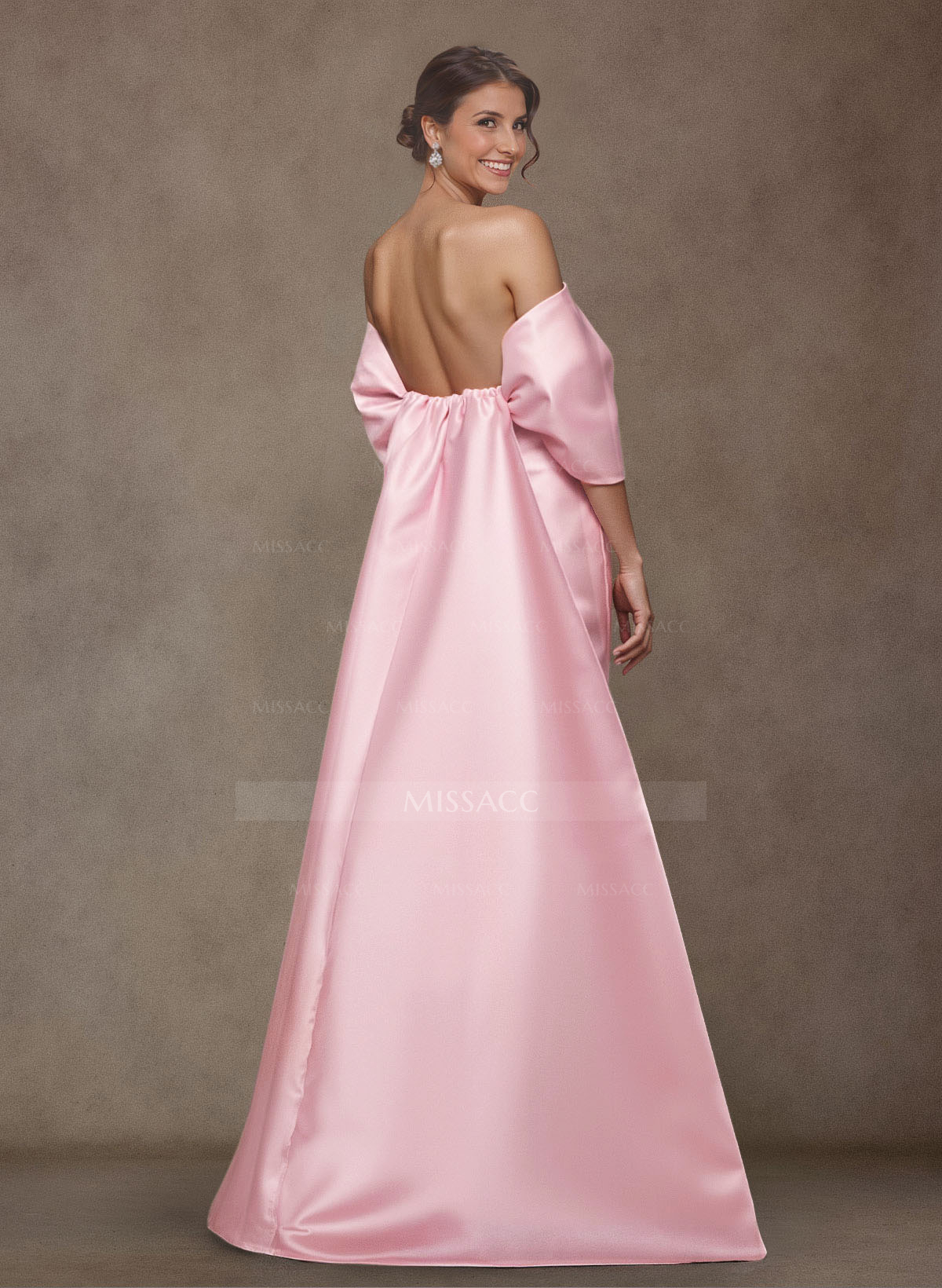 Elegant Trumpet/Mermaid Off-The-Shoulder Floor-Length Satin Mother Of The Bride Dresses With Bow(s)