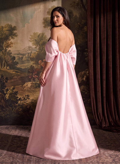 Elegant Trumpet/Mermaid Off-The-Shoulder Floor-Length Satin Mother Of The Bride Dresses With Bow(s)