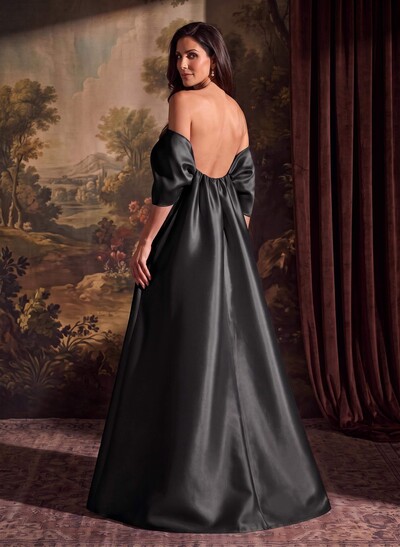 Elegant Trumpet/Mermaid Off-The-Shoulder Floor-Length Satin Mother Of The Bride Dresses With Bow(s)
