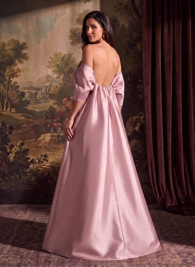 Elegant Trumpet/Mermaid Off-The-Shoulder Floor-Length Satin Mother Of The Bride Dresses With Bow(s)