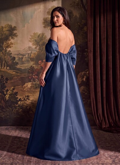 Elegant Trumpet/Mermaid Off-The-Shoulder Floor-Length Satin Mother Of The Bride Dresses With Bow(s)