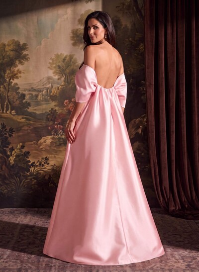 Elegant Trumpet/Mermaid Off-The-Shoulder Floor-Length Satin Mother Of The Bride Dresses With Bow(s)