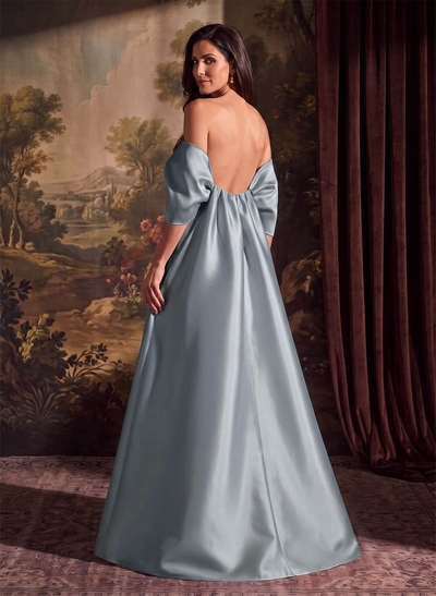 Elegant Trumpet/Mermaid Off-The-Shoulder Floor-Length Satin Mother Of The Bride Dresses With Bow(s)