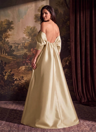 Elegant Trumpet/Mermaid Off-The-Shoulder Floor-Length Satin Mother Of The Bride Dresses With Bow(s)