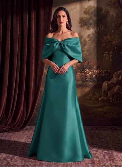 Elegant Trumpet/Mermaid Off-The-Shoulder Floor-Length Satin Mother Of The Bride Dresses With Bow(s)