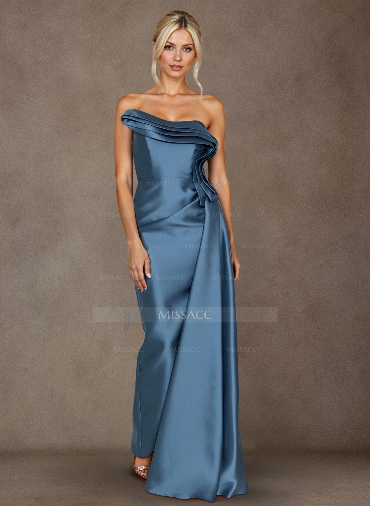 Elegant Trumpet/Mermaid Strapless Floor-Length Satin Mother Of The Bride Dresses With High Split