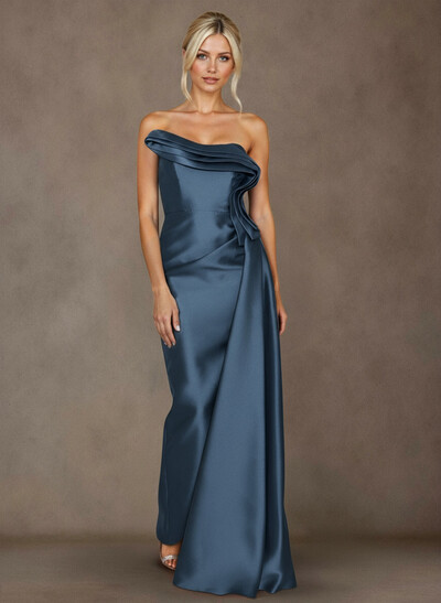 Elegant Trumpet/Mermaid Strapless Floor-Length Satin Mother Of The Bride Dresses With High Split