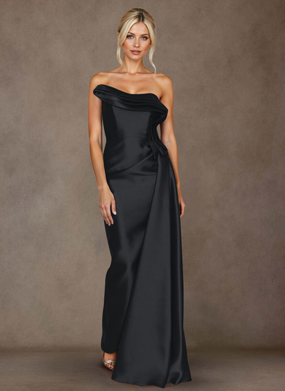 Elegant Trumpet/Mermaid Strapless Floor-Length Satin Mother Of The Bride Dresses With High Split