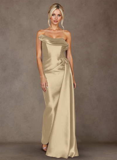 Elegant Trumpet/Mermaid Strapless Floor-Length Satin Mother Of The Bride Dresses With High Split