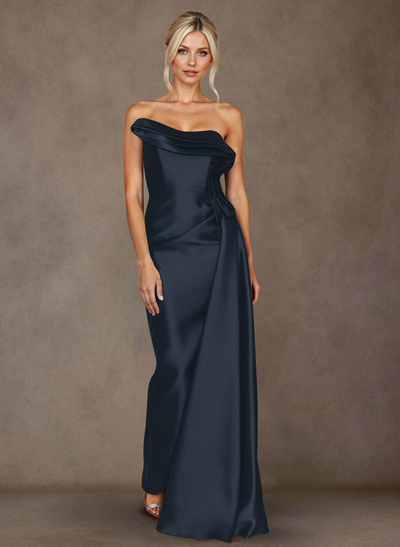 Elegant Trumpet/Mermaid Strapless Floor-Length Satin Mother Of The Bride Dresses With High Split
