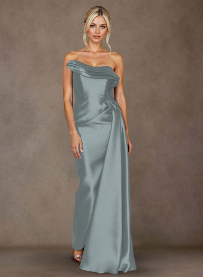 Elegant Trumpet/Mermaid Strapless Floor-Length Satin Mother Of The Bride Dresses With High Split