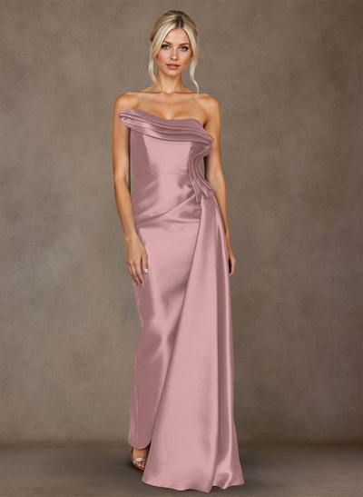 Elegant Trumpet/Mermaid Strapless Floor-Length Satin Mother Of The Bride Dresses With High Split