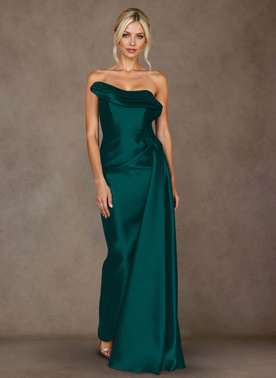 Elegant Trumpet/Mermaid Strapless Floor-Length Satin Mother Of The Bride Dresses With High Split