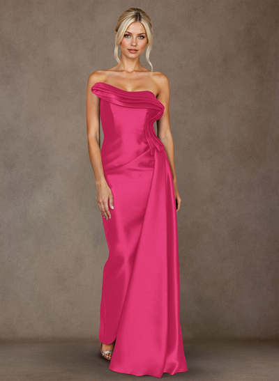 Elegant Trumpet/Mermaid Strapless Floor-Length Satin Mother Of The Bride Dresses With High Split