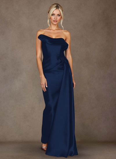 Elegant Trumpet/Mermaid Strapless Floor-Length Satin Mother Of The Bride Dresses With High Split