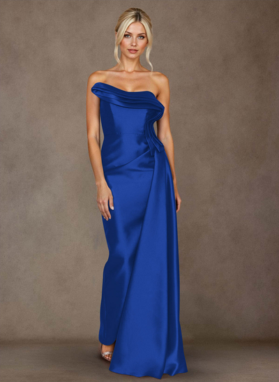 Elegant Trumpet/Mermaid Strapless Floor-Length Satin Mother Of The Bride Dresses With High Split
