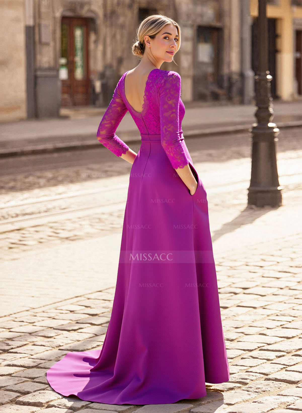 Elegant Lace Sleeves Mother Of The Bride Dresses With Beading Satin