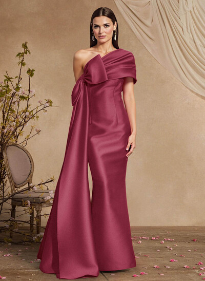 Trumpet/Mermaid One-Shoulder Floor-Length Satin Mother Of The Bride Dresses With Bow(s)