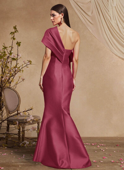 Trumpet/Mermaid One-Shoulder Floor-Length Satin Mother Of The Bride Dresses With Bow(s)