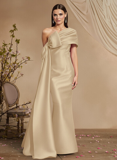 Trumpet/Mermaid One-Shoulder Floor-Length Satin Mother Of The Bride Dresses With Bow(s)