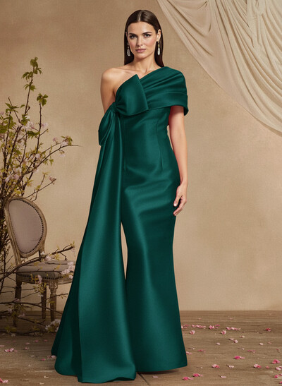 Trumpet/Mermaid One-Shoulder Floor-Length Satin Mother Of The Bride Dresses With Bow(s)