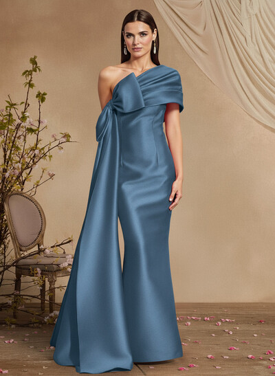 Trumpet/Mermaid One-Shoulder Floor-Length Satin Mother Of The Bride Dresses With Bow(s)