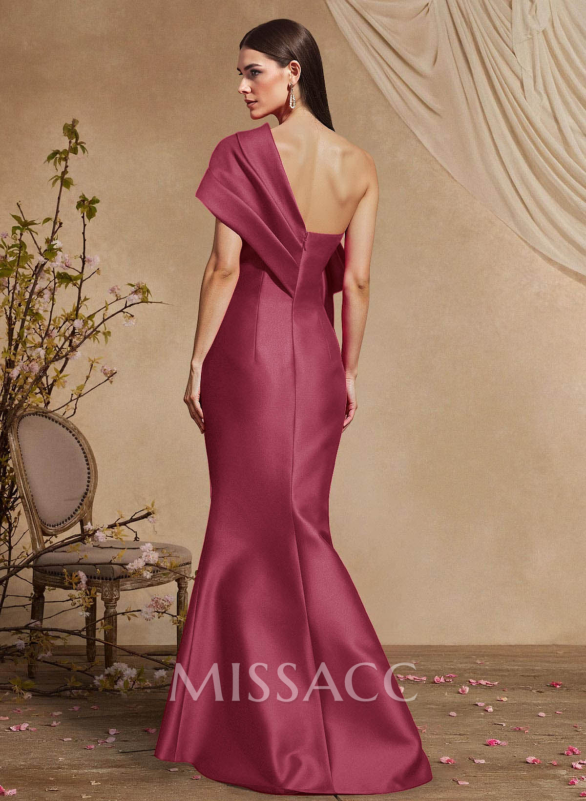 Trumpet/Mermaid One-Shoulder Floor-Length Satin Mother Of The Bride Dresses With Bow(s)