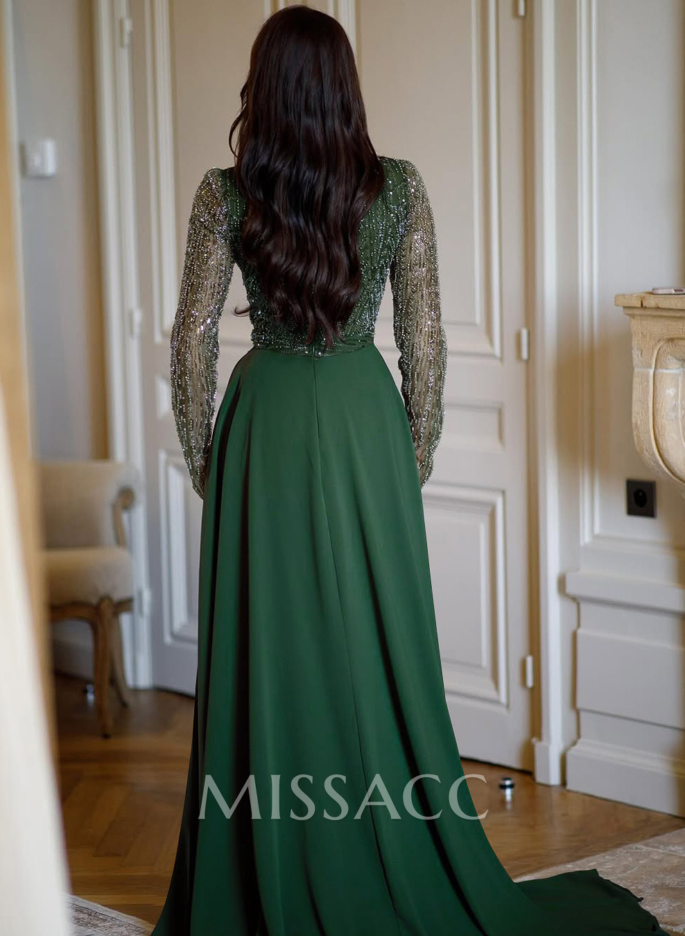 Sheath/Column Scoop Neck Long Sleeves Sweep Train Elastic Satin/Lace Mother Of The Bride Dresses With Overskirt Dress